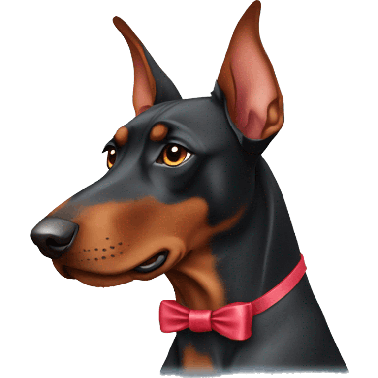 Red Doberman pinscher with bows emoji