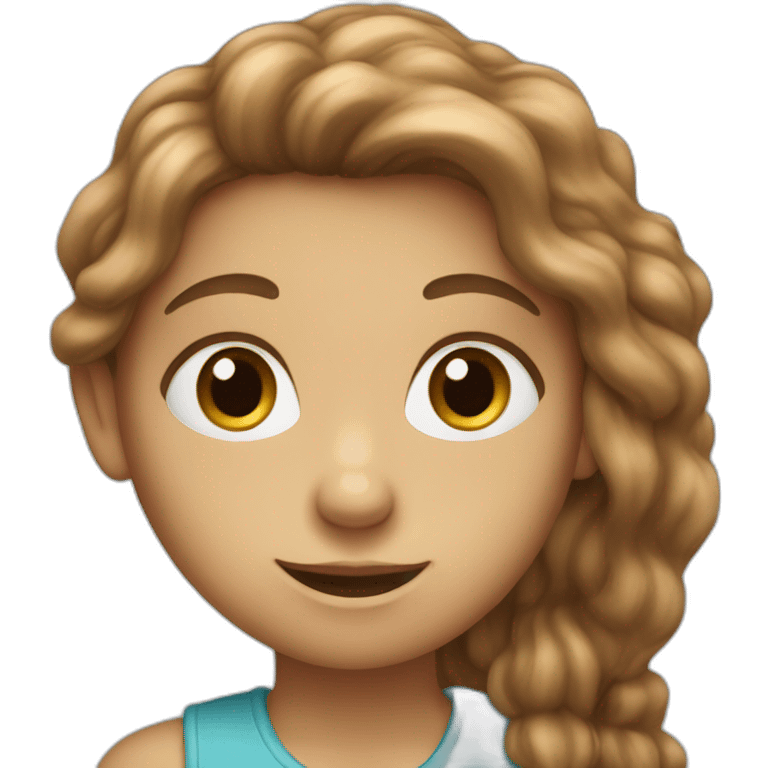 Hazelnut long haired girl with big blue eyes emoji