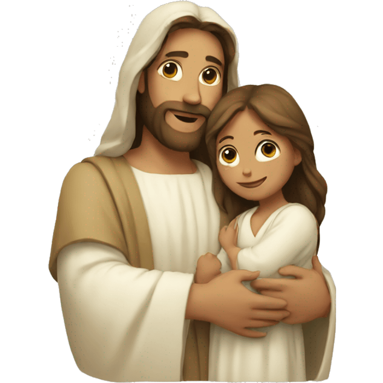 Jesus holding a girl  emoji