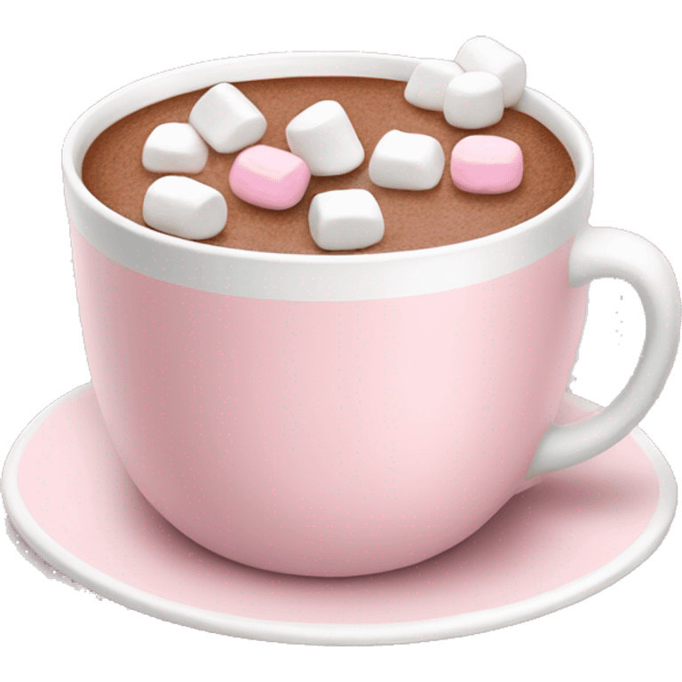 Light Pink mug of hot chocolate with marshmallows  emoji