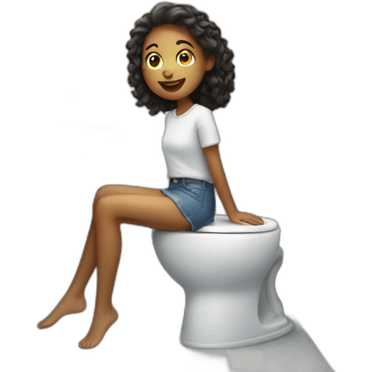 a girl on a toilet sink emoji