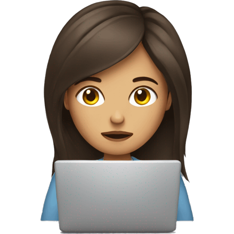 woman using laptop feeling lethargic brunette  emoji