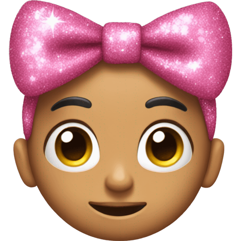 Pink bow with glitters and glam emoji