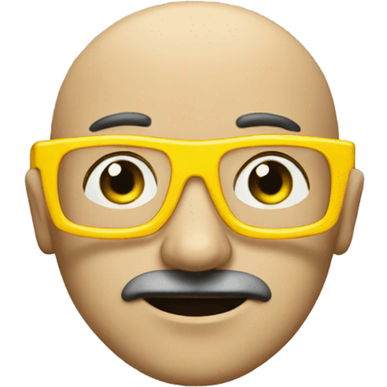 A bald guy with a moustache and yellow safety glasses  in the subway emoji