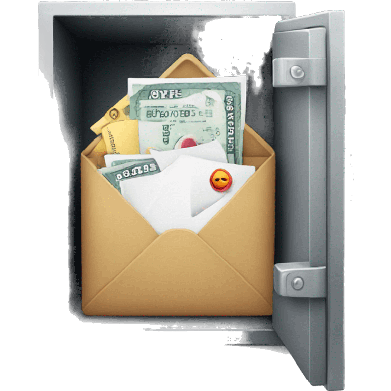 an open safe with envelopes emoji