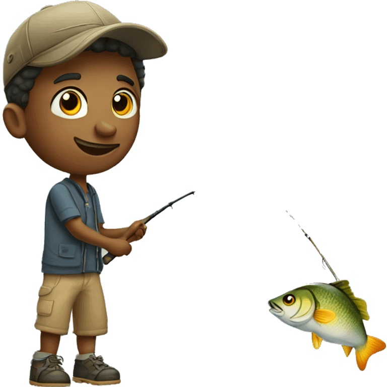 Young man fishing a big fish emoji