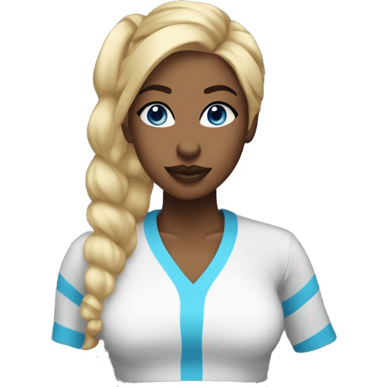 black woman blonde ponytail blue eyes full lips emoji