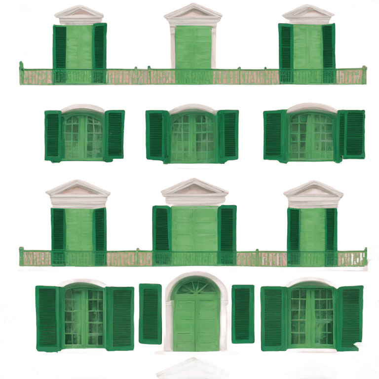 with green shutters pink 19th century villa  emoji