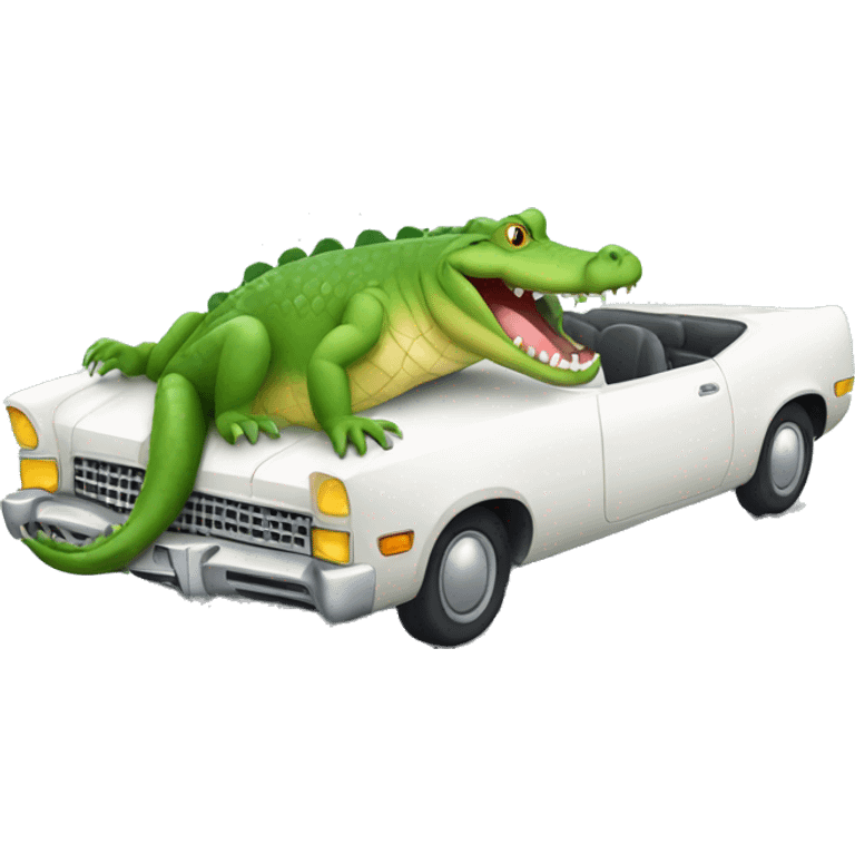 crocodile in a  white car emoji