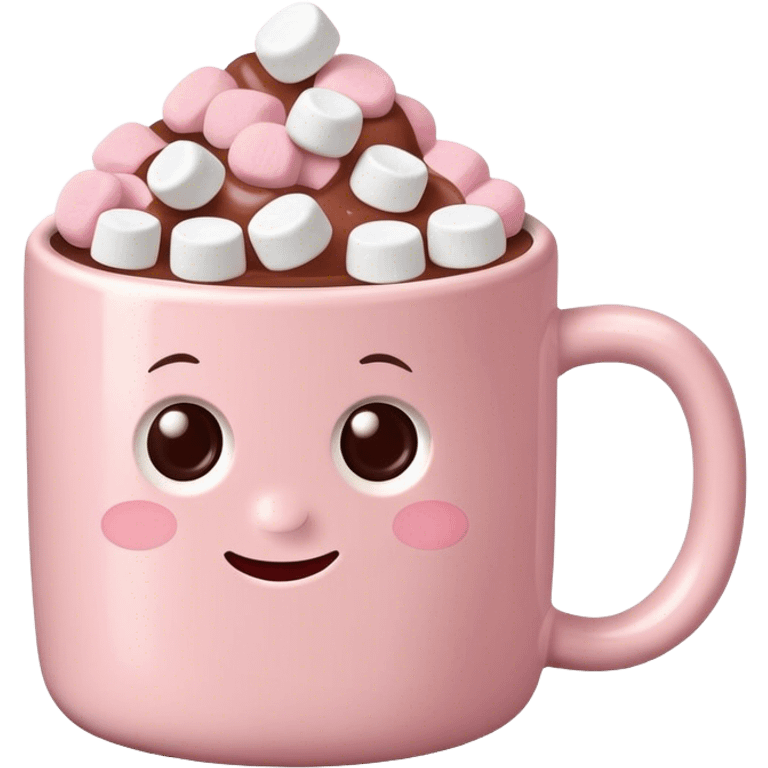 Light Pink mug of hot chocolate with marshmallows  emoji