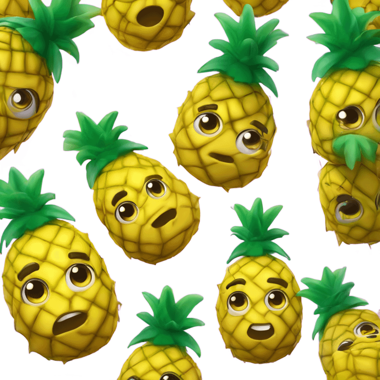 3D pineapple  👱‍♀️🍍 with big shiny eyes 👀 The pineapple cute embarrassed ☺️ emoji