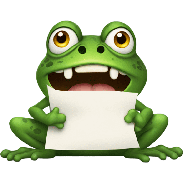 Angry frog holding paper emoji