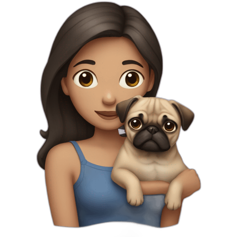 A girl with a pug in her arms emoji