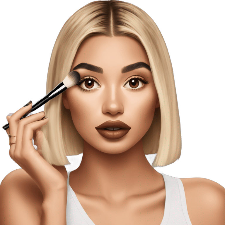 Hailey Bieber doing makeup  emoji