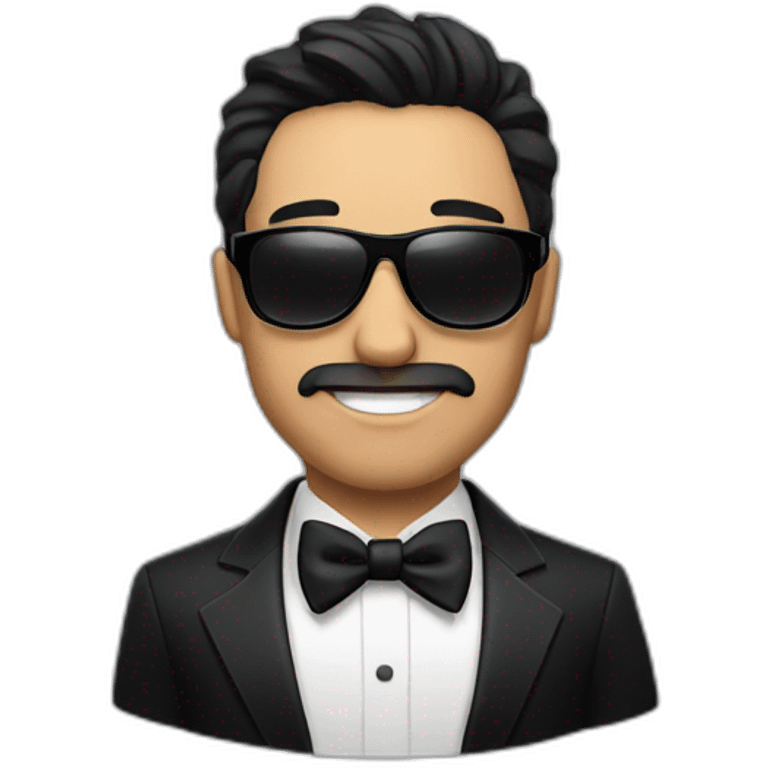 Man with tuxedo and dark sunglasses, dark hair emoji