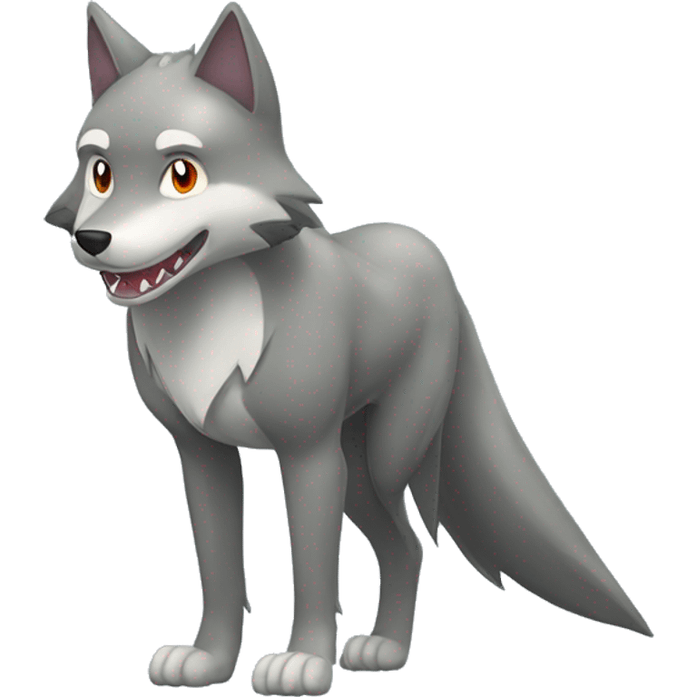 Shiny Wolf-Pokémon with a shark tail and a shark fin on back Full Body emoji