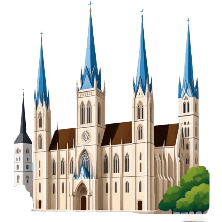 Zagreb Cathedral Landmark Emoji – Depicting its Gothic architecture and twin spires. emoji