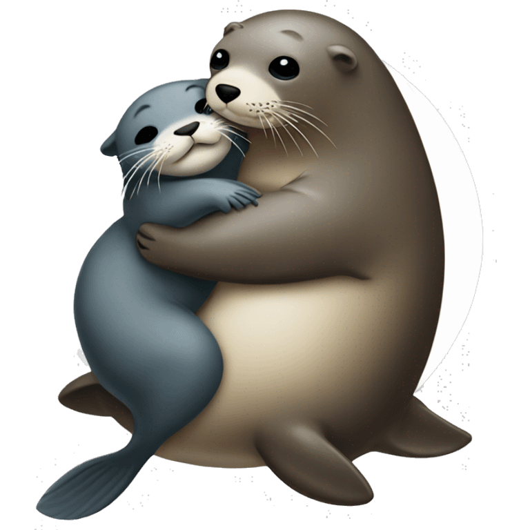 seal hugging otter  emoji