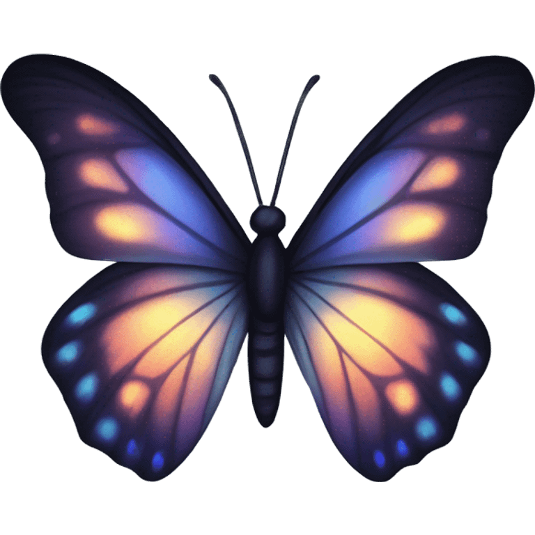 Dark iridescent butterfly glowing emoji