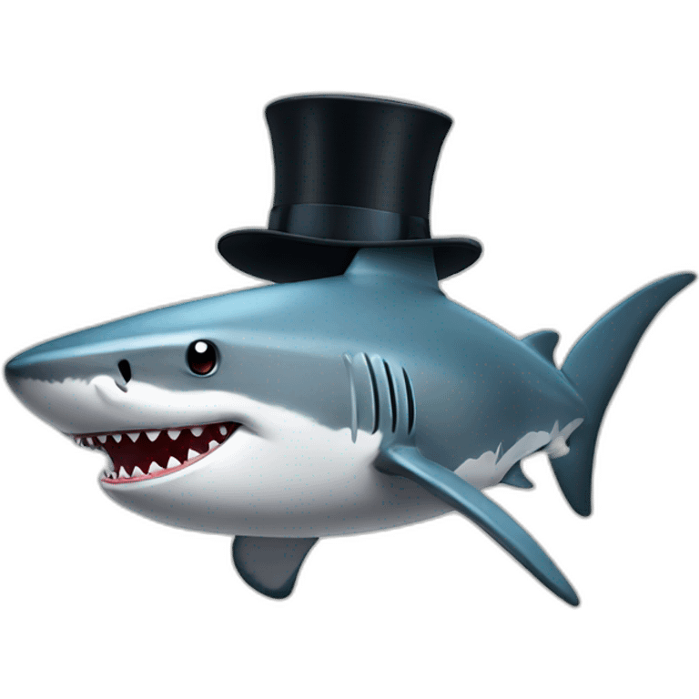 Shark with a top hat emoji