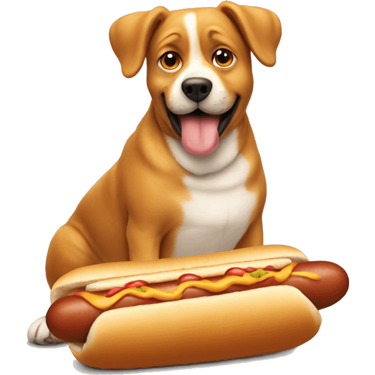 Fat dog eating hot dog emoji