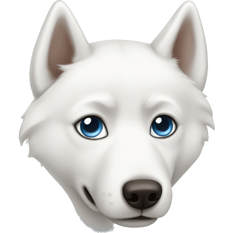 white husky with one blue eye and one brown eye emoji