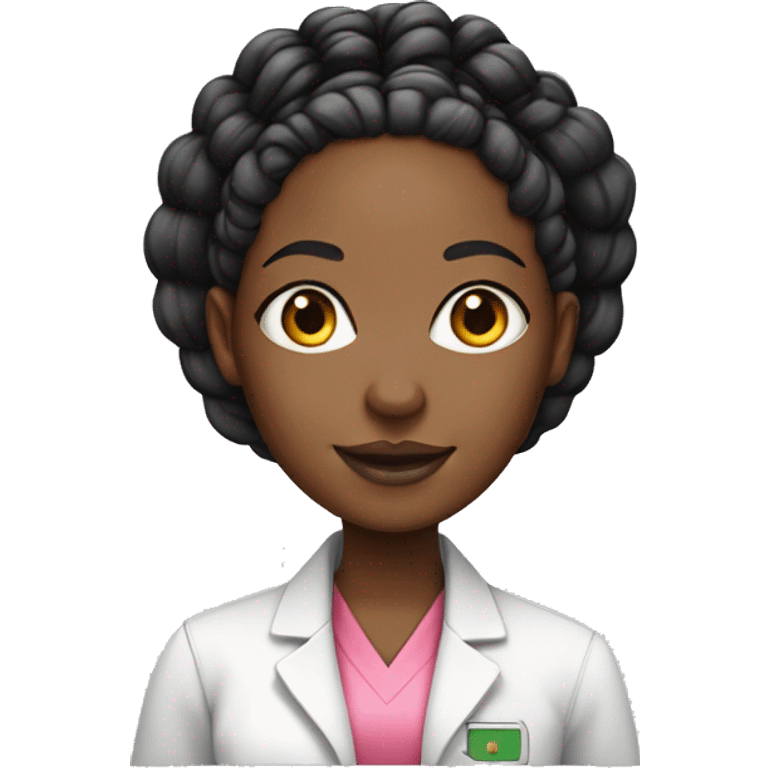 Black female scientist with box braids and pink accents emoji