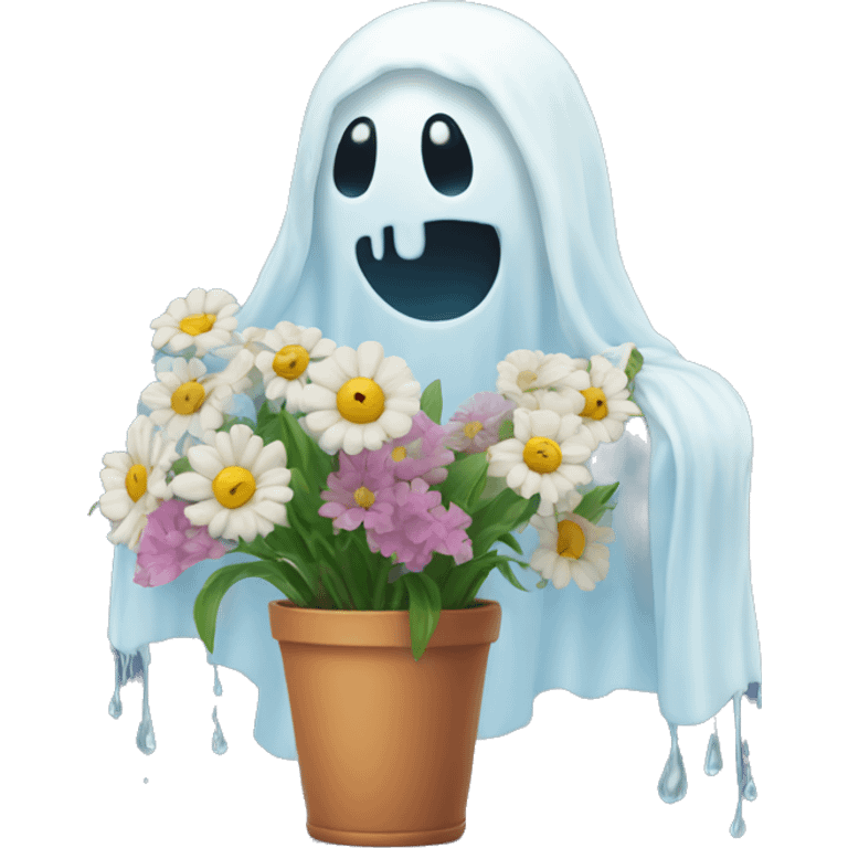 Ghost face watering flowers emoji