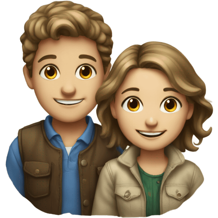 smiling girl and boy portrait emoji