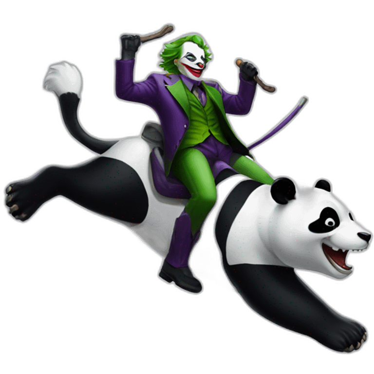 The Joker riding a panda emoji