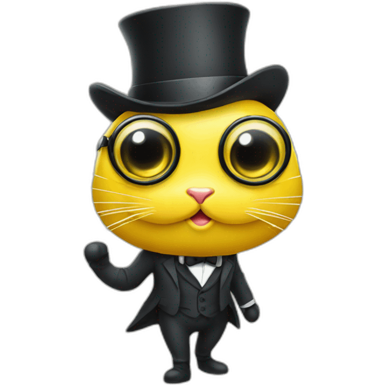 a yellow catfish with a monocle and a smart suit walking  emoji