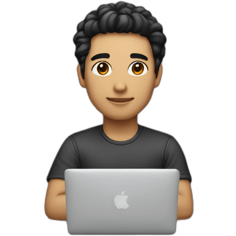 developer with macbook in front, light skin tone and black hair styled emoji