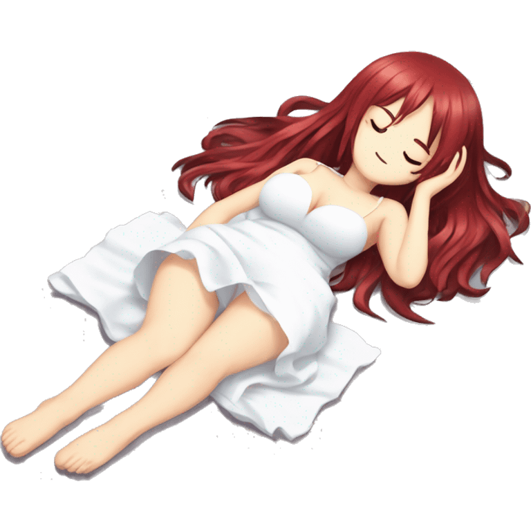 full body sleeping on floor Rias Gremory anime style art emoji