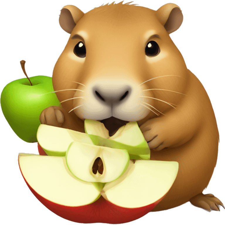 Capybara eating apple emoji