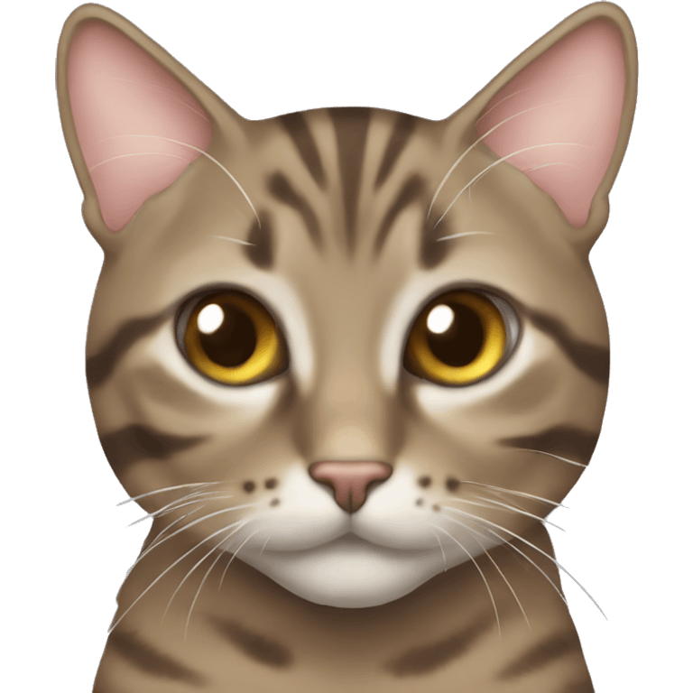 Brownish-gray tabby cat with bow emoji