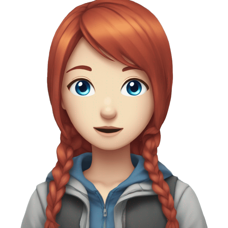 Anime Girl with Blue Eye und Red Hair. emoji