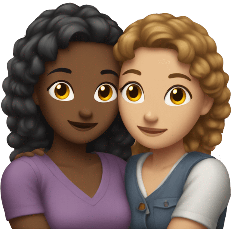 Two girlfriends hugging each other  emoji