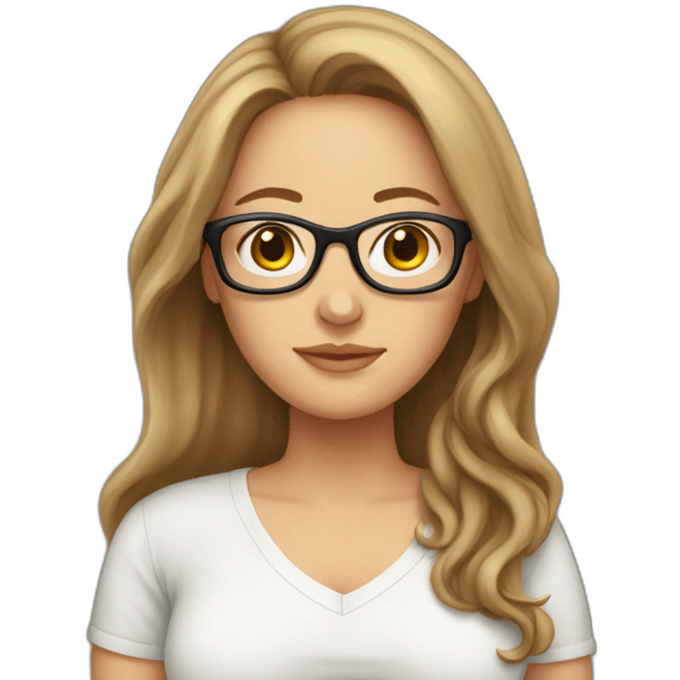 Pregnant White woman with long brown hair and glasses emoji