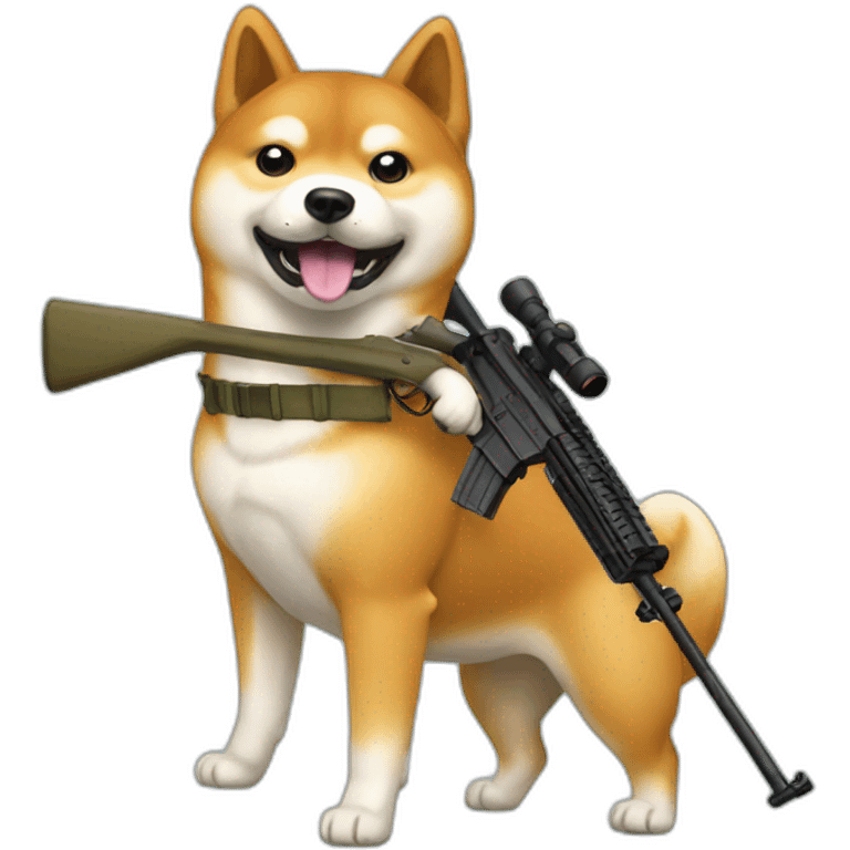 shiba with rifle emoji