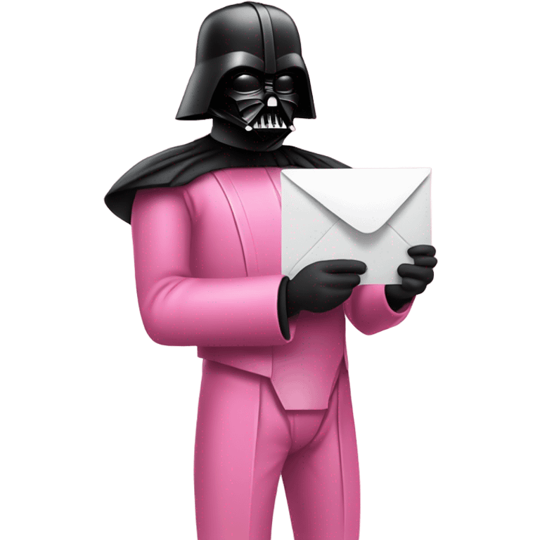 darth vader in all pink suit holding email envelope with one hand  emoji