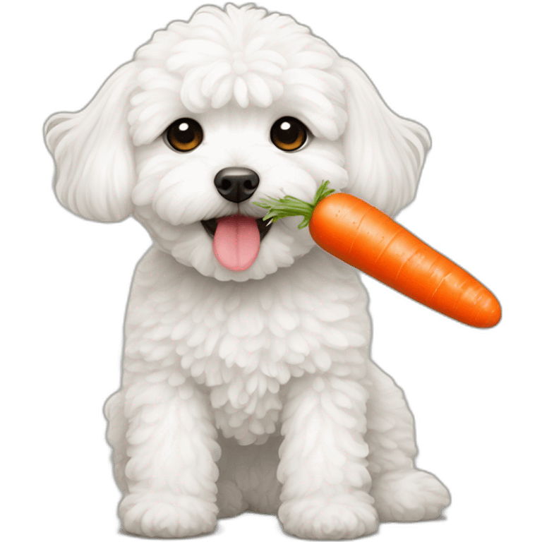 white maltipoo eating carrot emoji