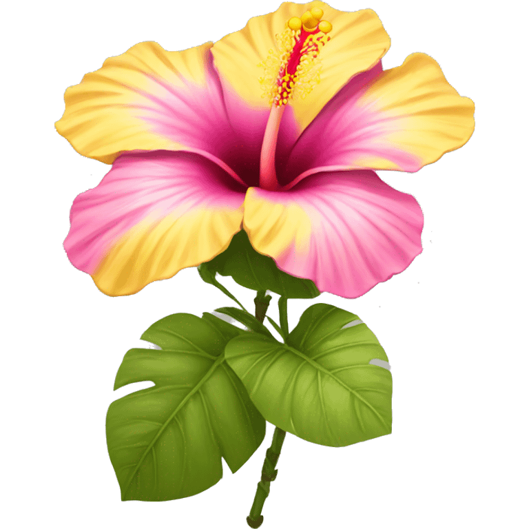 yellow and pink hibiscus flower emoji