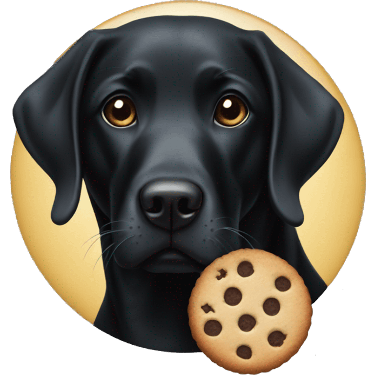 A black Labrador with a cookie  emoji