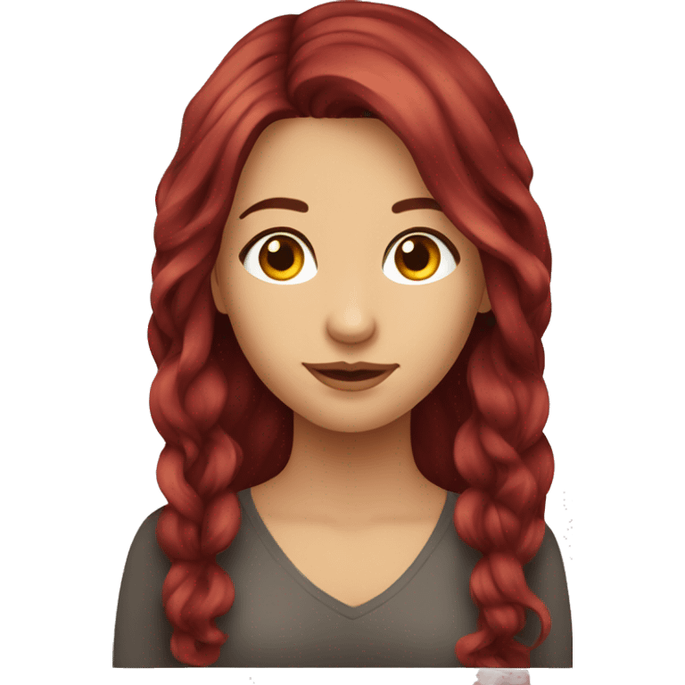 Beautiful burgundy haired girl with long hair emoji