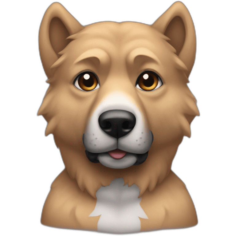 Chico guapo con barba con perro lobo emoji