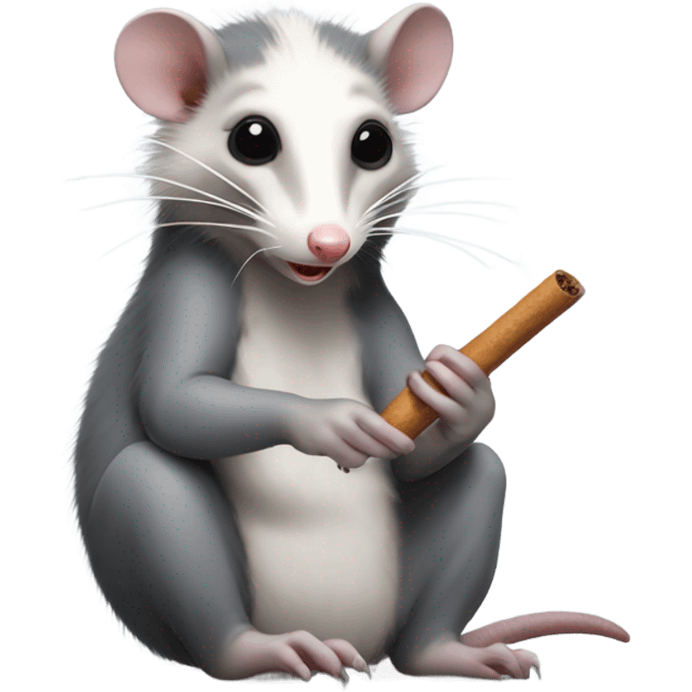 Opossum smoking a joint emoji