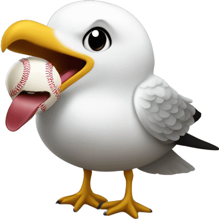 Seagull with baseball in its mouth emoji