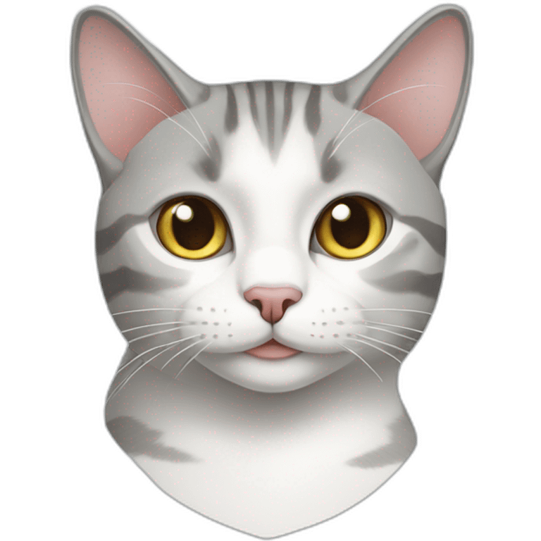 Grey asymmetrical and white tabby european cat emoji