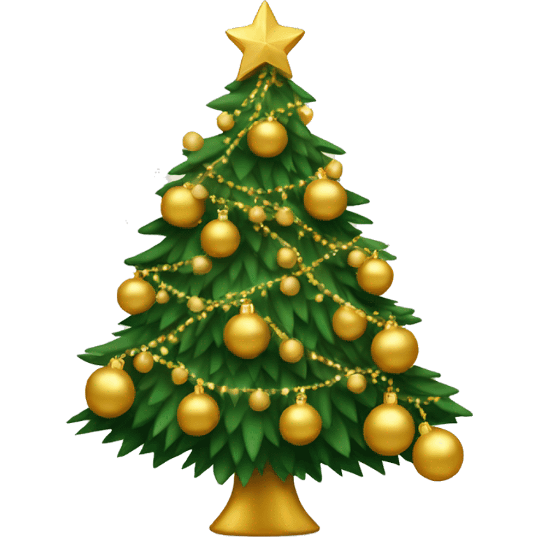 Christmas tree with golden balls and a garland emoji