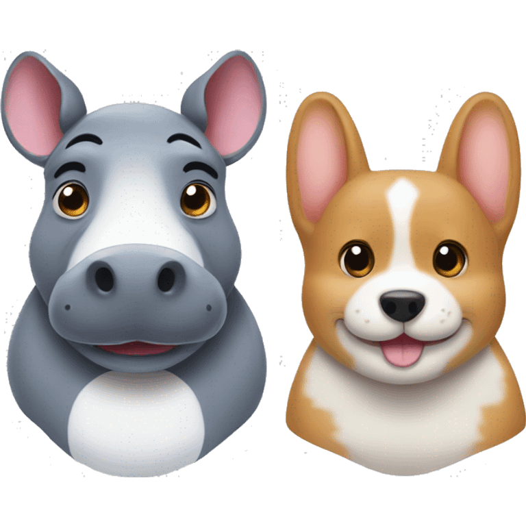 hippo and corgi friends emoji